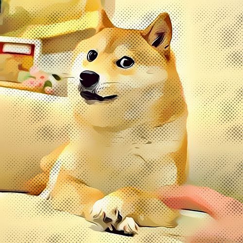 DOGE : Dogecoin Digital Portraiture Art : Shiba Inu Paws Crossed Very Distinguished