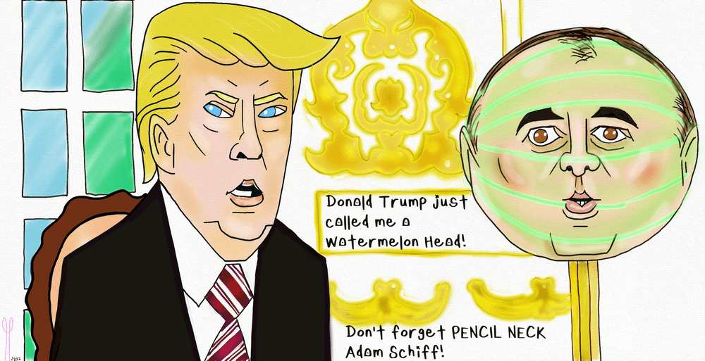 President Donald Trump and Adam Schiff NFT Political Cartoon -  PoliticalCartoon Collection | OpenSea