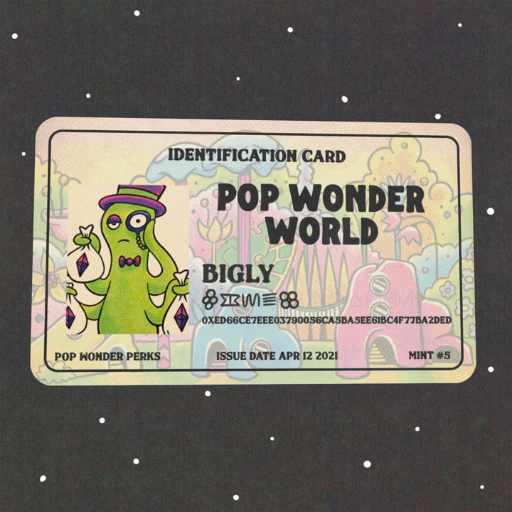 Pop Wonder World Identification Card // Bigly // Mint #5