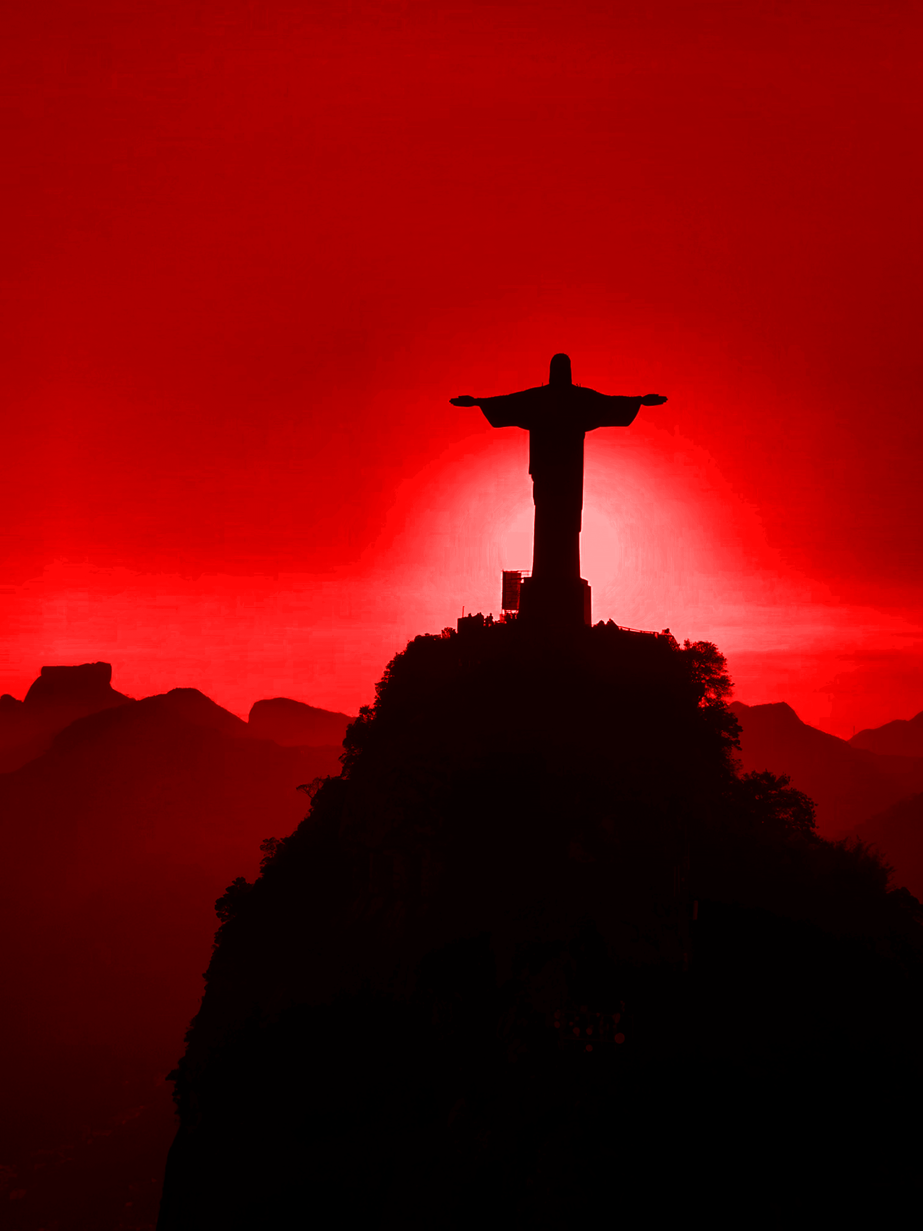 CHRIST THE REDEMMER, Rio de Janeiro with Red Highlights