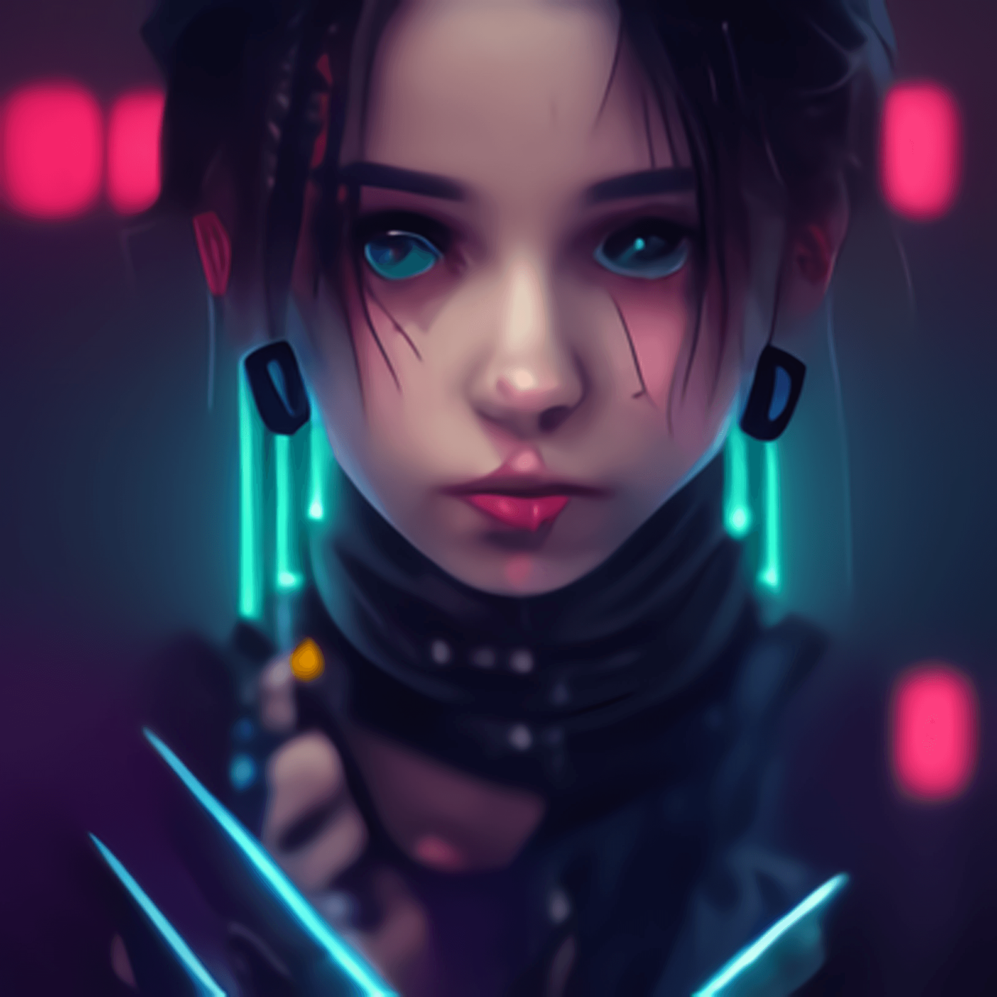 Cyberpunk Girl#5 [LEGENDARY] - Cyberpunk Girl Holding Sword | OpenSea