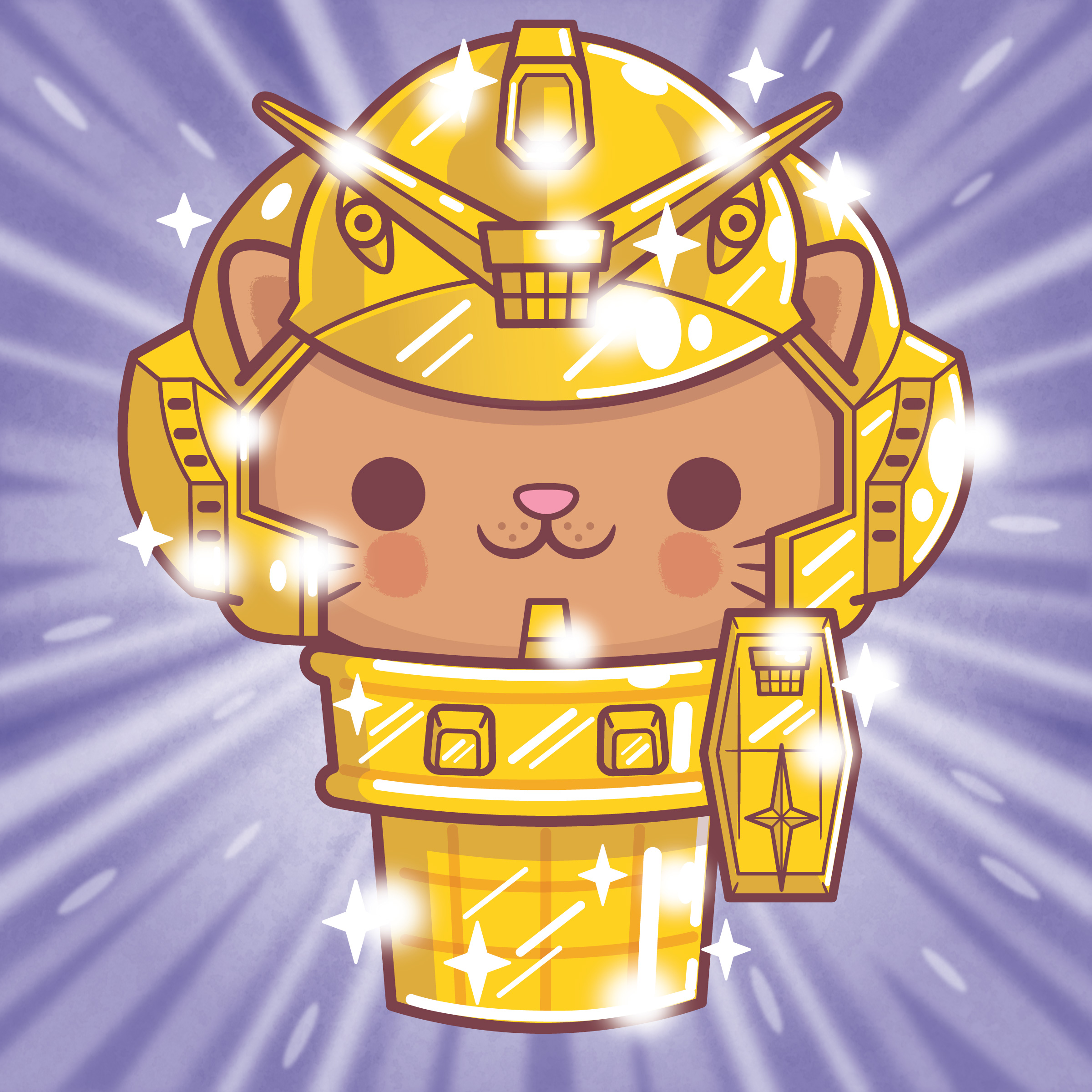 Golden Mecha Suit Kitty Cone