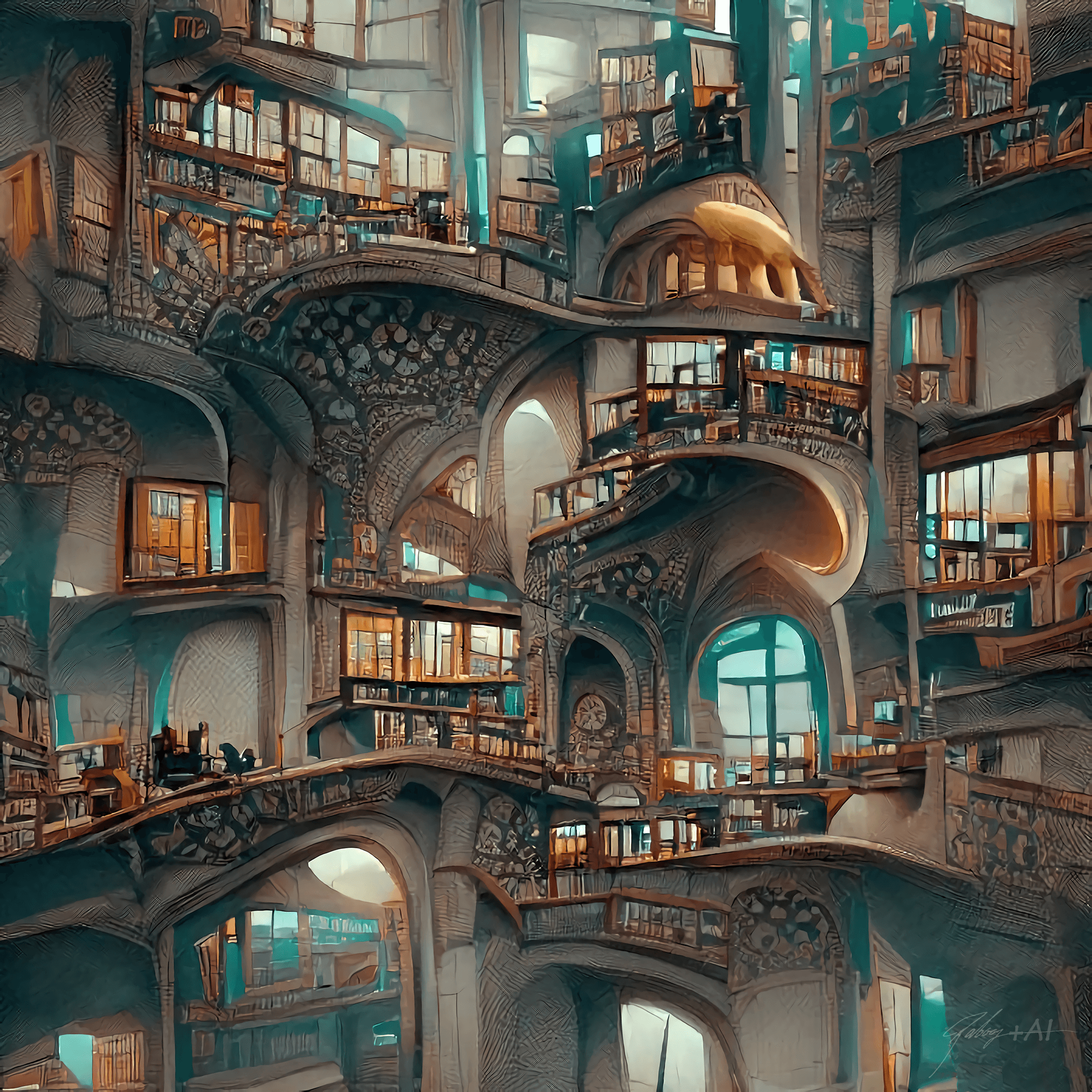 4 dimensional Art Nouveau library