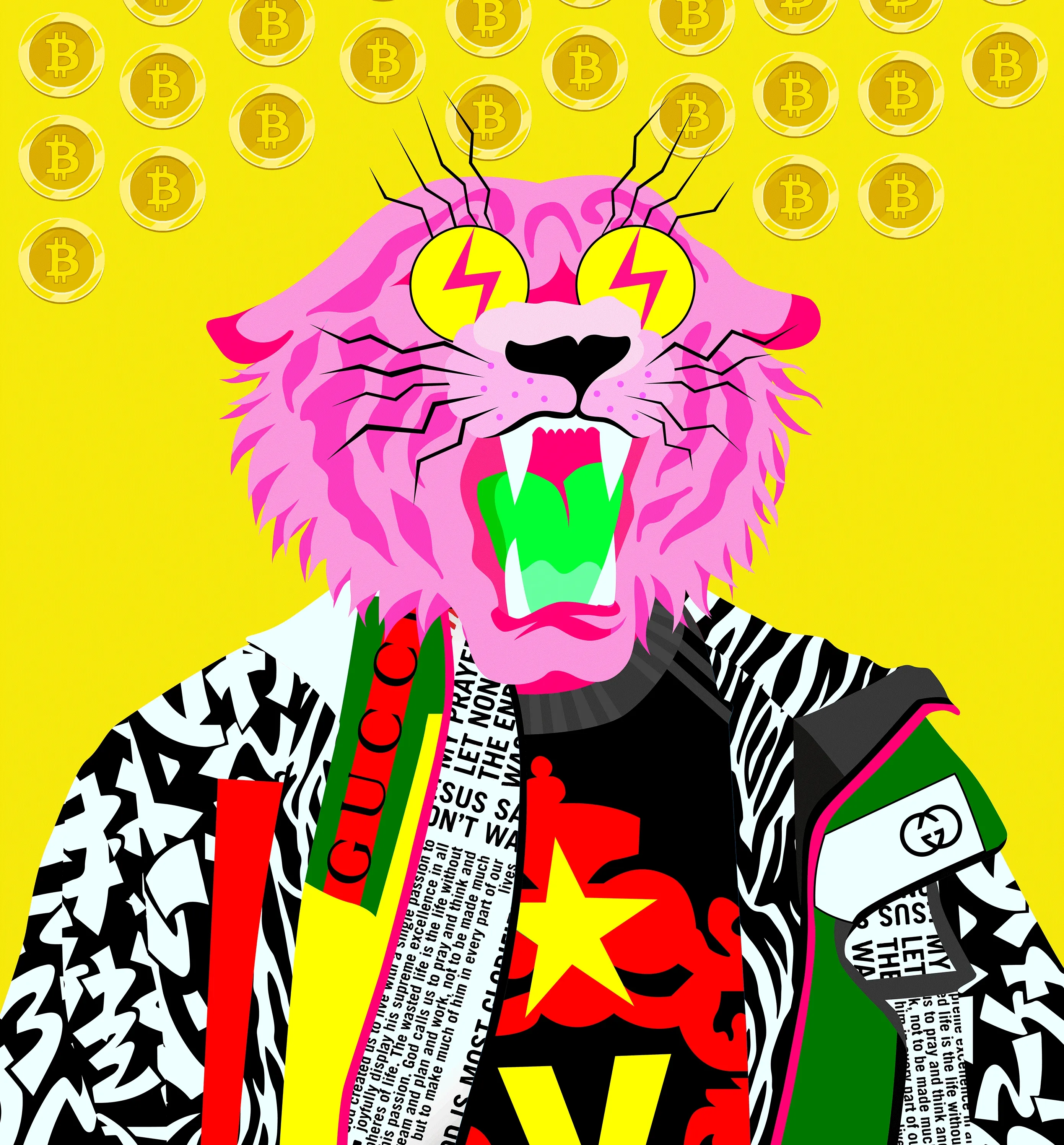 GUCCI BITCOIN TIGER by J_SKY. Crypto animals V3 #15