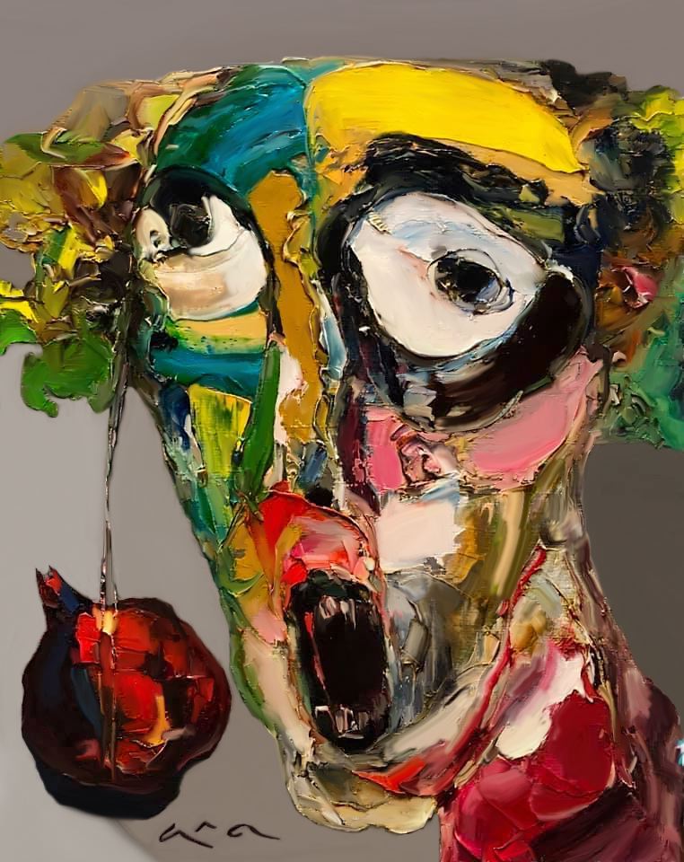 Expressionist Portrait with Pomegranate