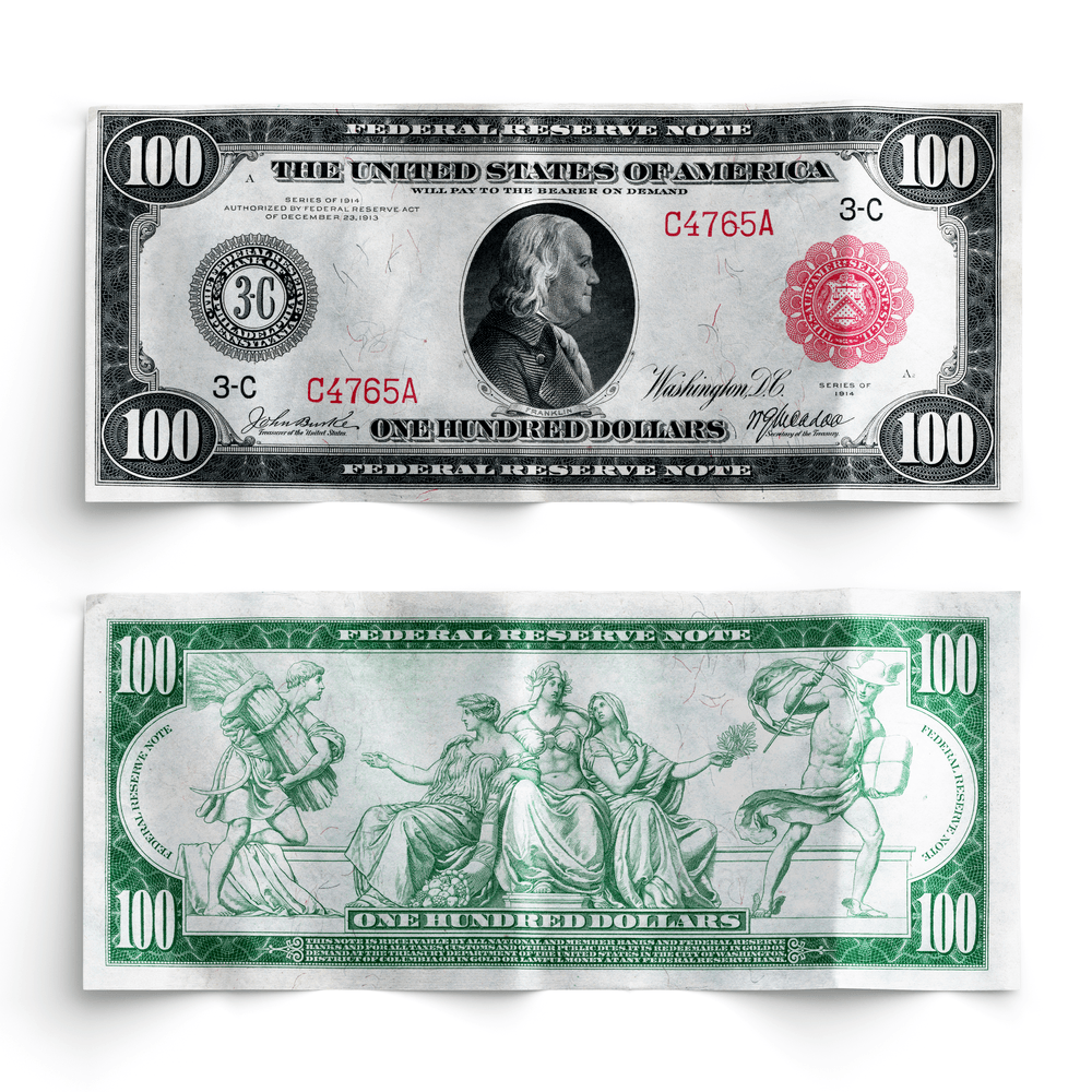 One Hundred Dollar Bill 1914 Red Seal 2 5 Legal Tenders