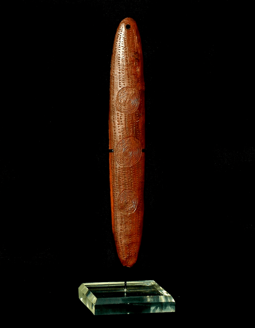 'Bullroarer2' - Wood, Deep reddish brown aged patina - Physical NFT
