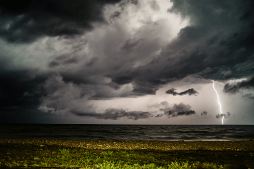 Lightning Over Lake Huron by Kathryn Parent