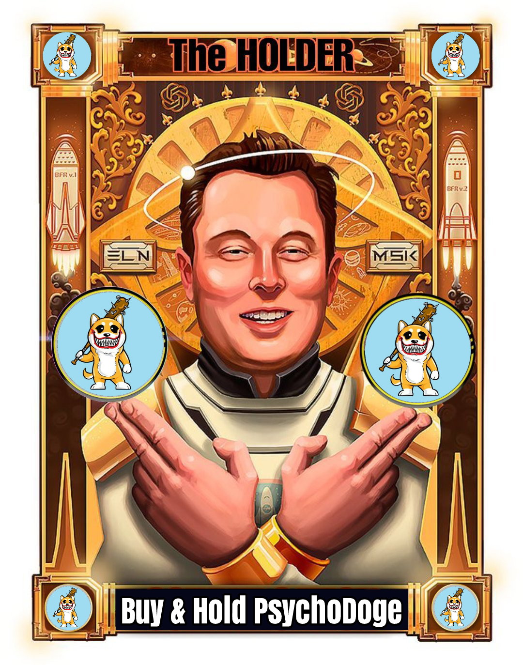 PSYCHODOGE.IO - ELON MUSK'S FAVORITE DOGE COIN TRADING CARD SERIES 5/100