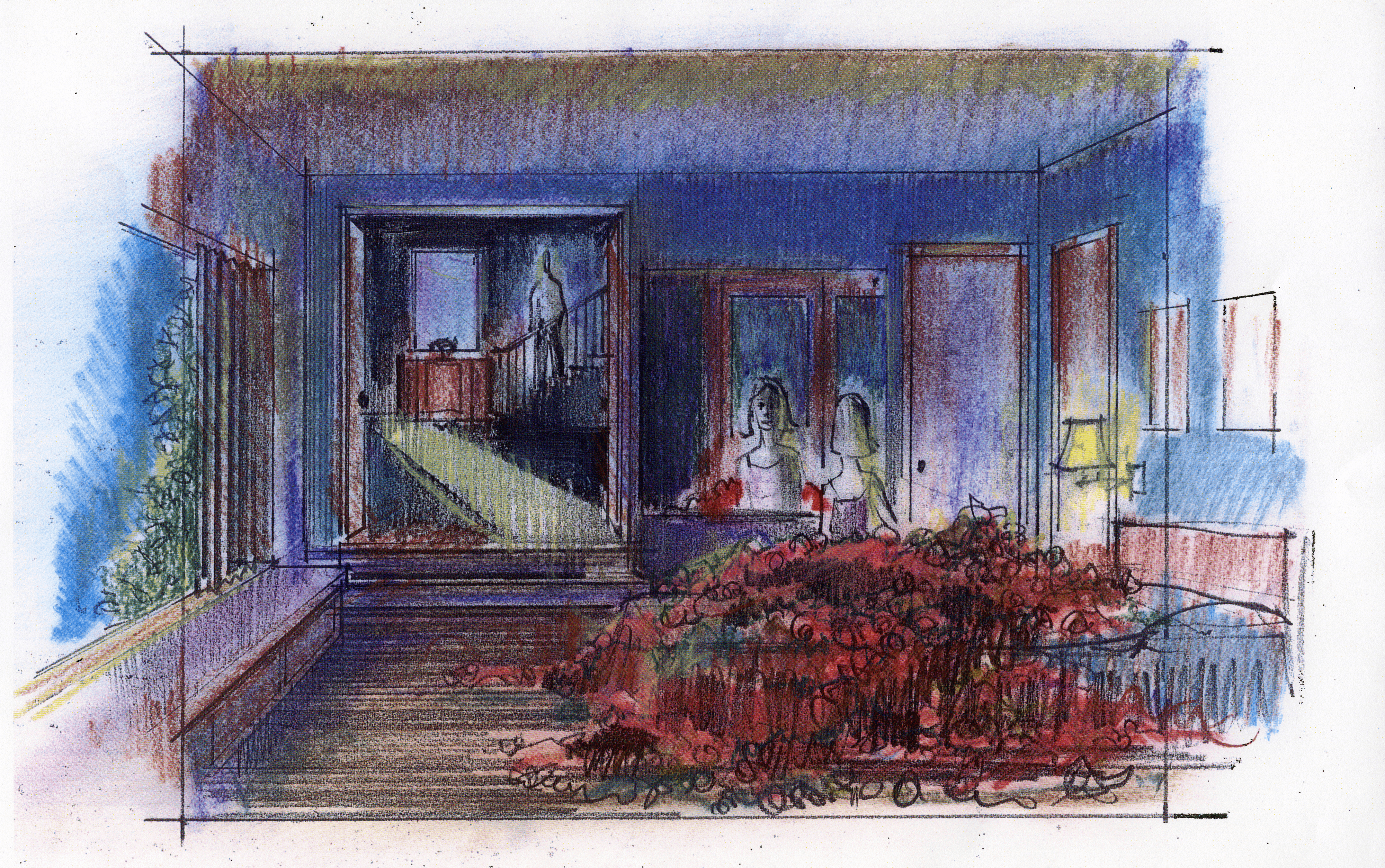 Beneath the Roses, 2003-2008 [Bed of Roses Bundle] Set Design Color Sketch by Carl Sprague [No. 2]