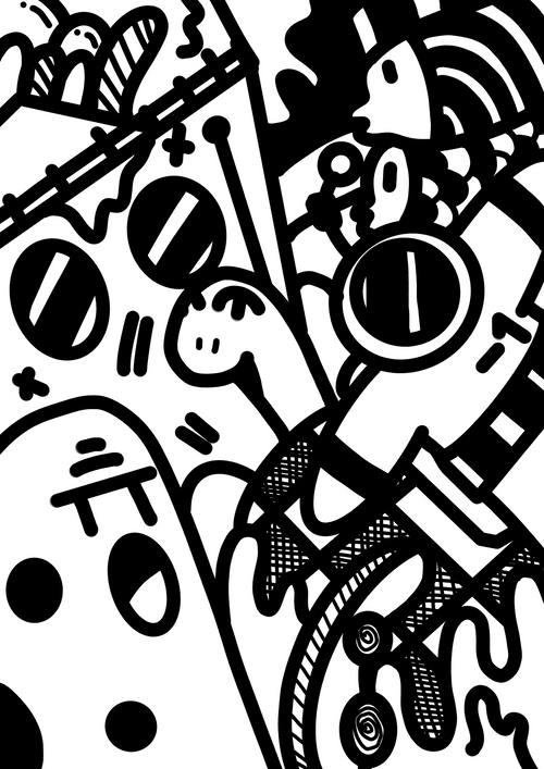 doodle art black white