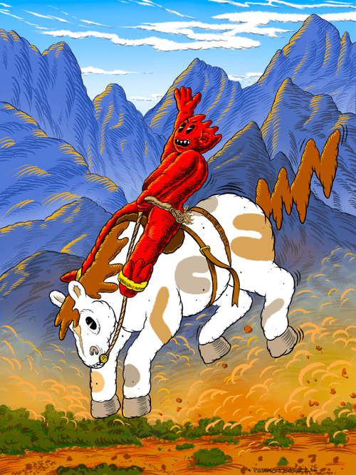 "Atomo Taming the Wild Bronco" - PJB