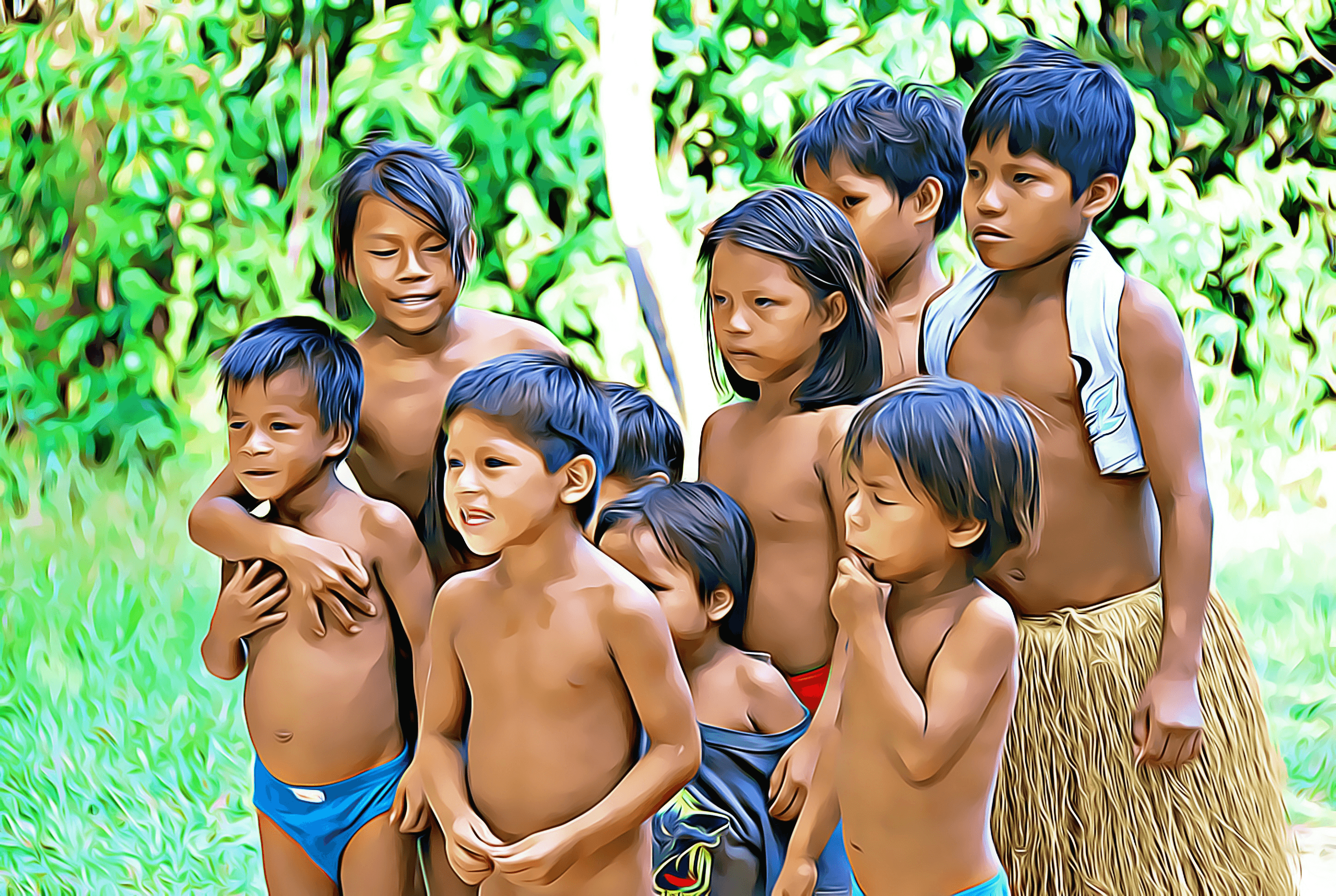 Bora Tribe Pack of Kids Iquitos Peru for Quechuan Bible Project