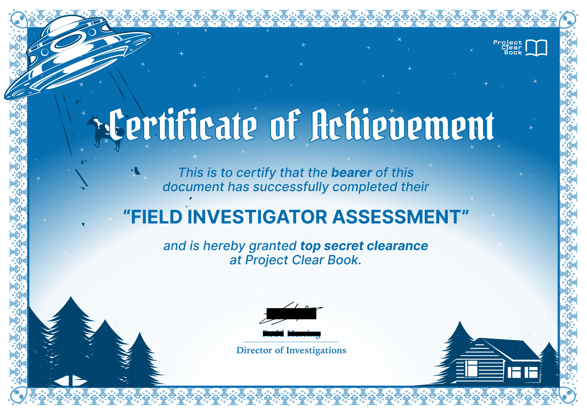 Field Investigator Certificate of Achievement