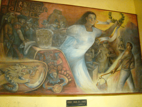 Pintura Maya de la Invación Española en Mérida