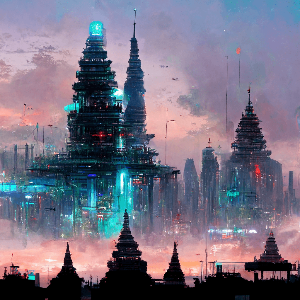 Cyberpunk Myanmar City 12