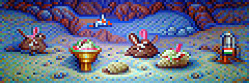#257 The rabbits are eating icecreams on mars