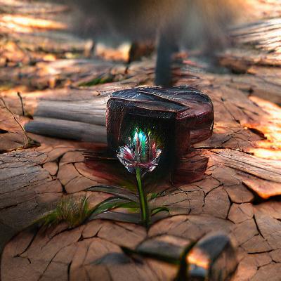 A Chrome Tourmaline flower growing out of the ground
