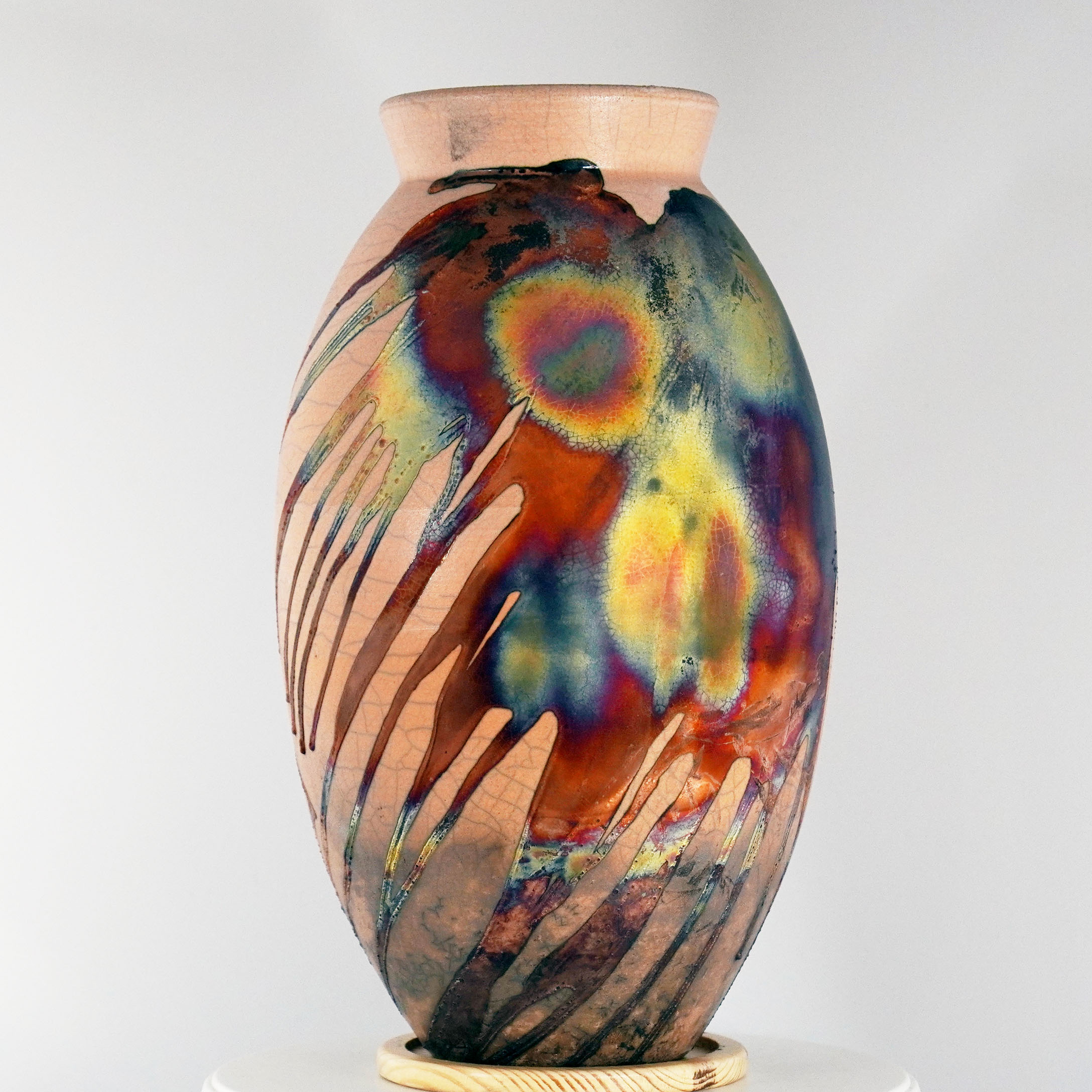 RAAQUU Half Copper Matte Large Oval Ceramic Art Vase S/N0000320