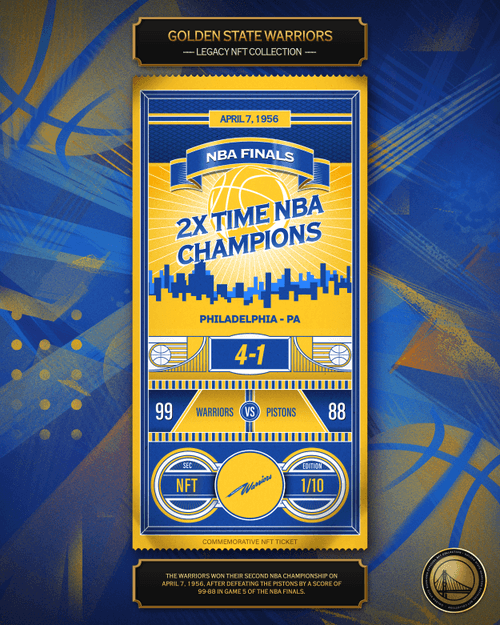 Warriors 1956 Championship Ticket (1/10) 