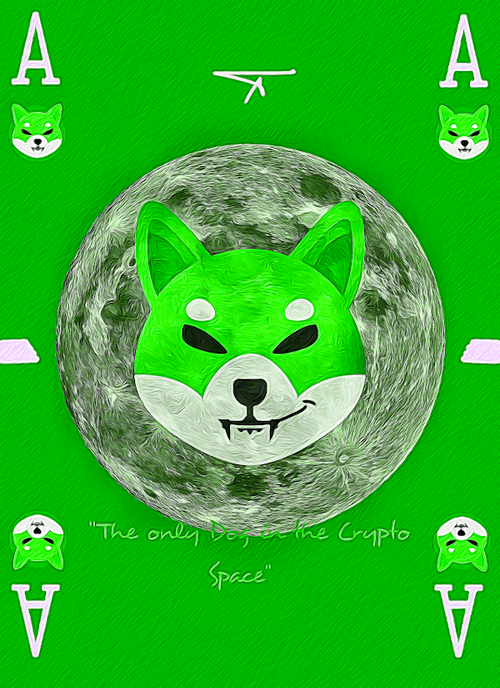 Ace of Shiba Inu MOON RARE Lucky green 6/8