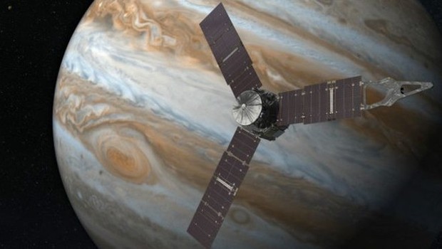 Space station in front of Jupiter