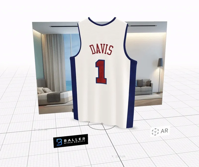 BallerMR-Jersey_BD-12.1-12.20: 3D-AR Los Angeles Clippers Jersey #1 Autographed by NBA All-Star, BARON DAVIS