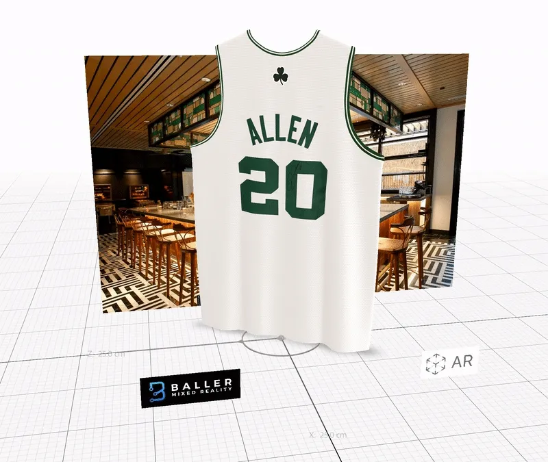 #1 of 20) BallerMR-Jersey_RA-10.1: 3D-AR Boston Celtics Jersey #20 Autographed by NBA Hall-of-Famer, RAY ALLEN