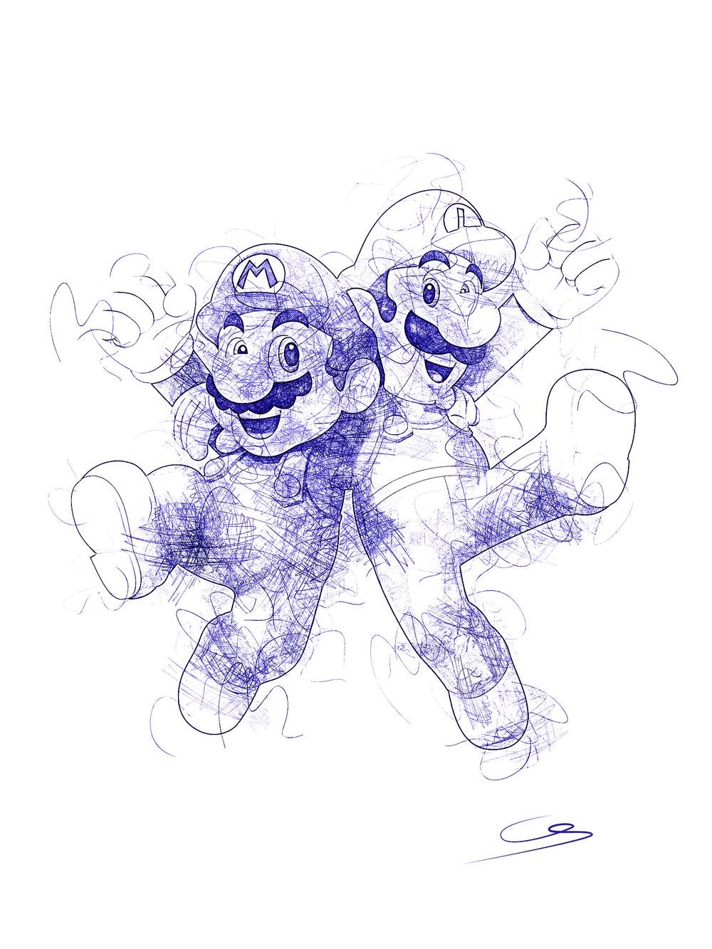 Mario and Luigi ink sketch - Epic video games ink sketches | OpenSea