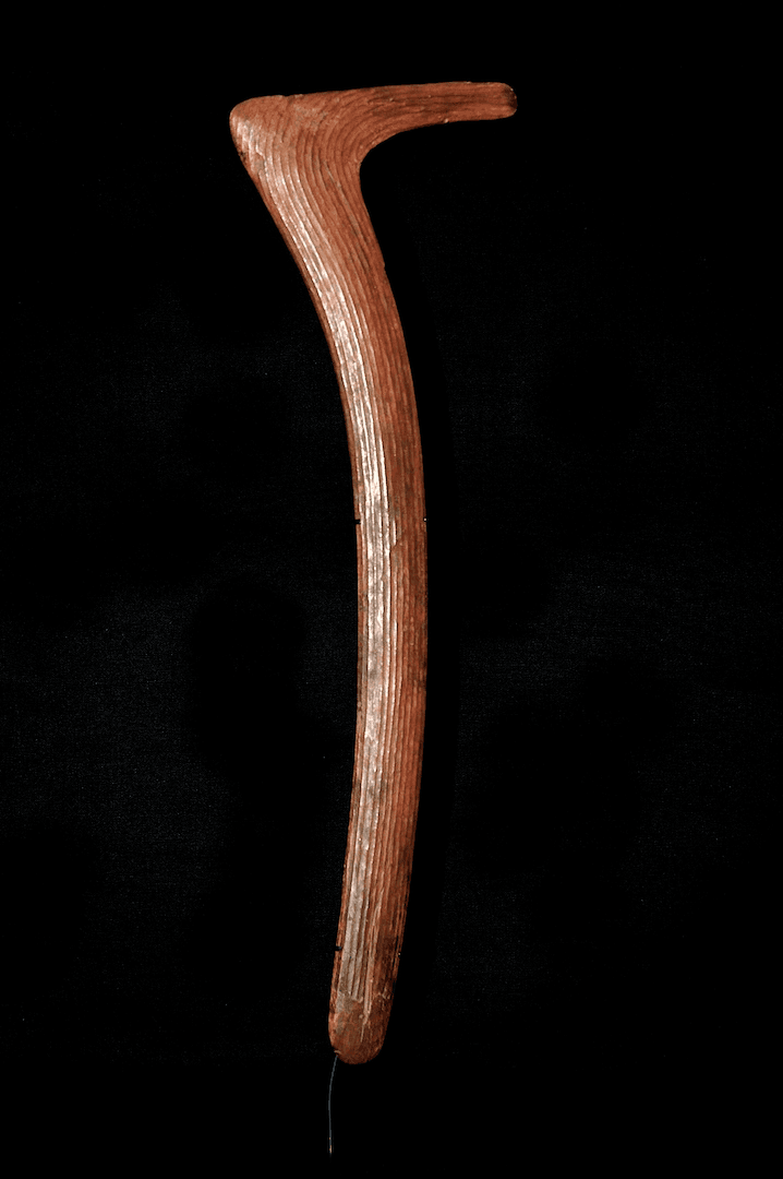 'Boomerang1' - Wood, Reddish brown aged patina - Physical NFT