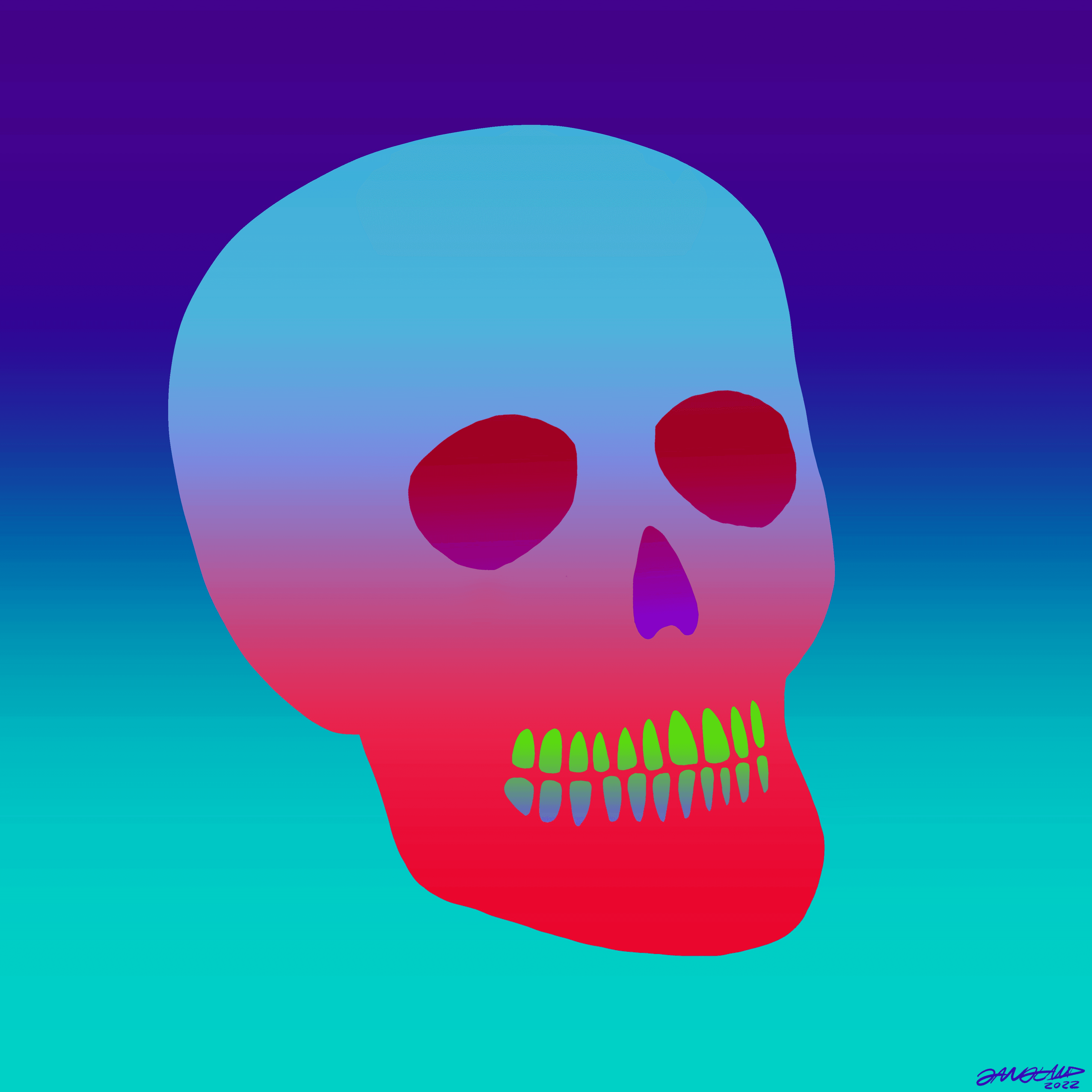 Gangland Skull #355 - "Neon Sunset" - by Eddie Gangland