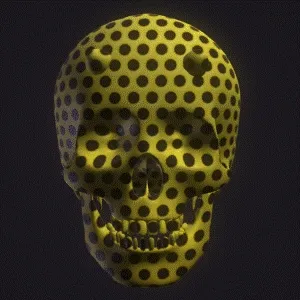 3D Interactive Skull Yellow Metal Texture