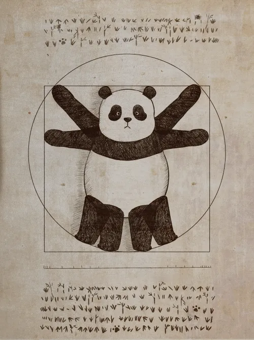 Panda "Roll Roll" in World Famous Paintings