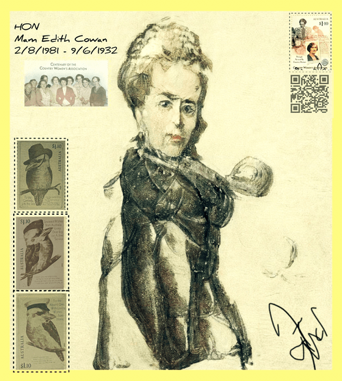 OBE EDITH COWAN First Female Australian Parliamentarian Exclusive Artwork NFT Australian Yellow Mint