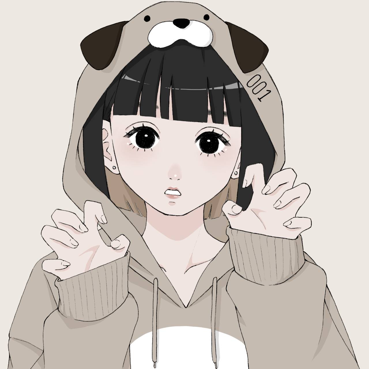 Animal hoodie cute girl