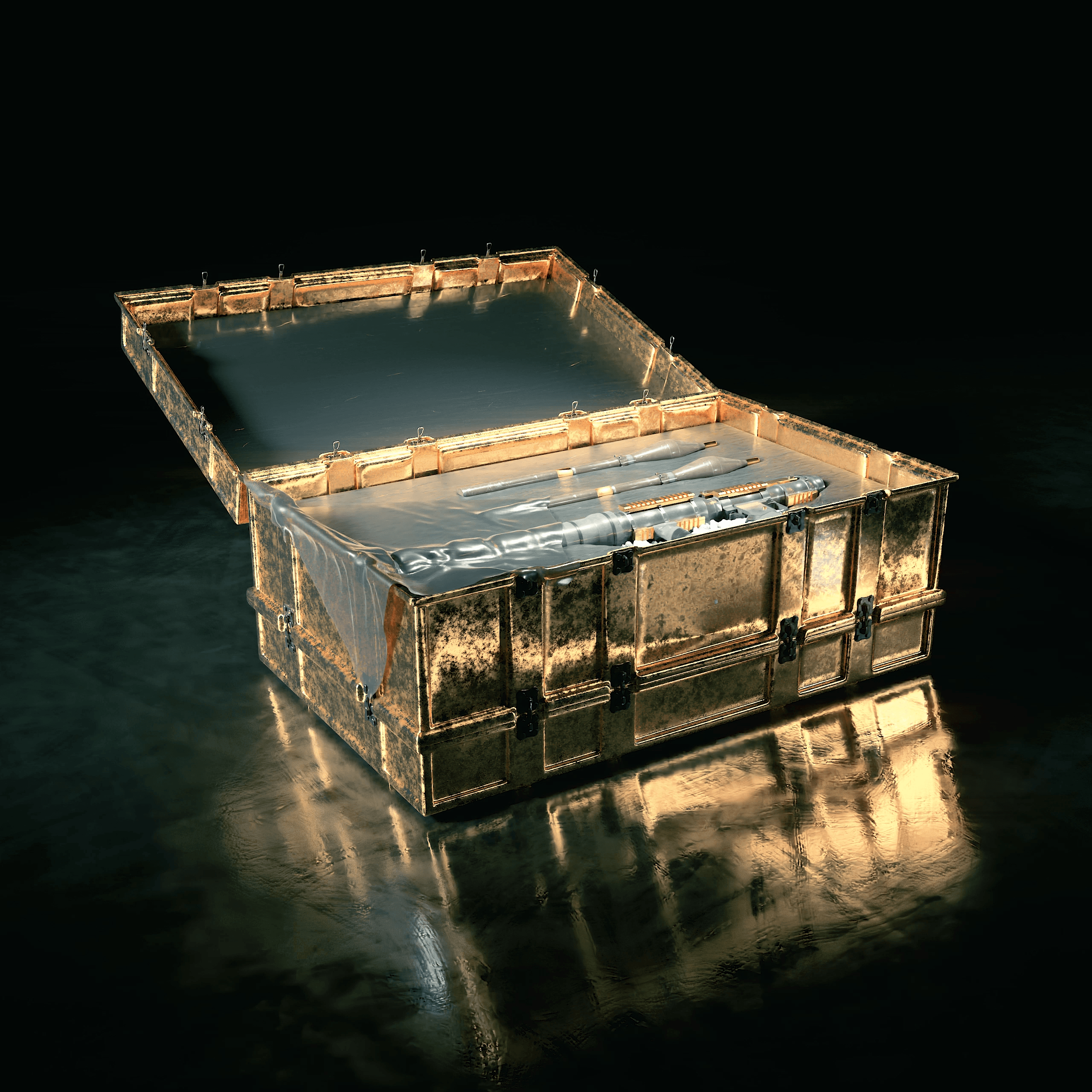 Gold Crate with Weapons