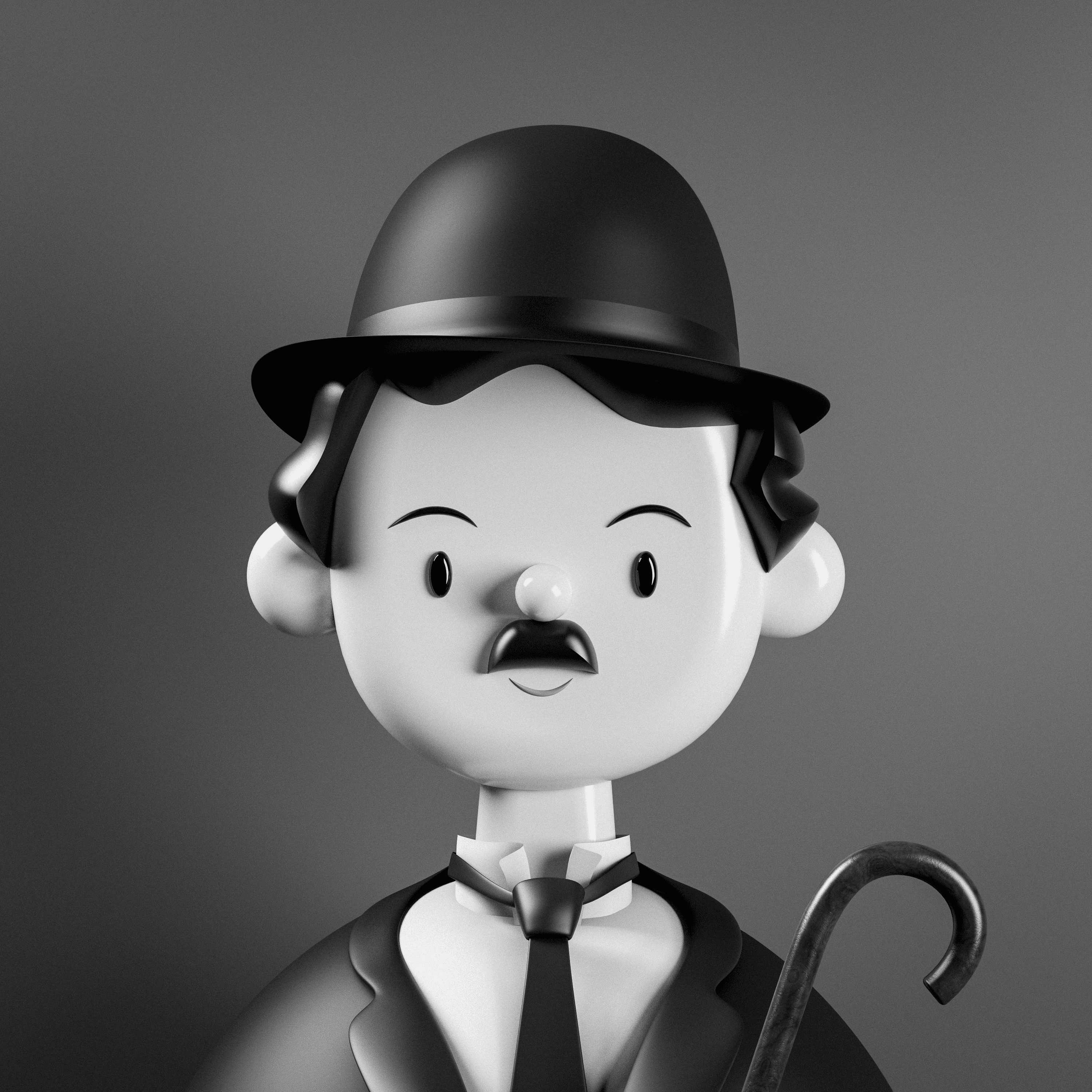 Charlie Chaplin Toy Face - Black and White