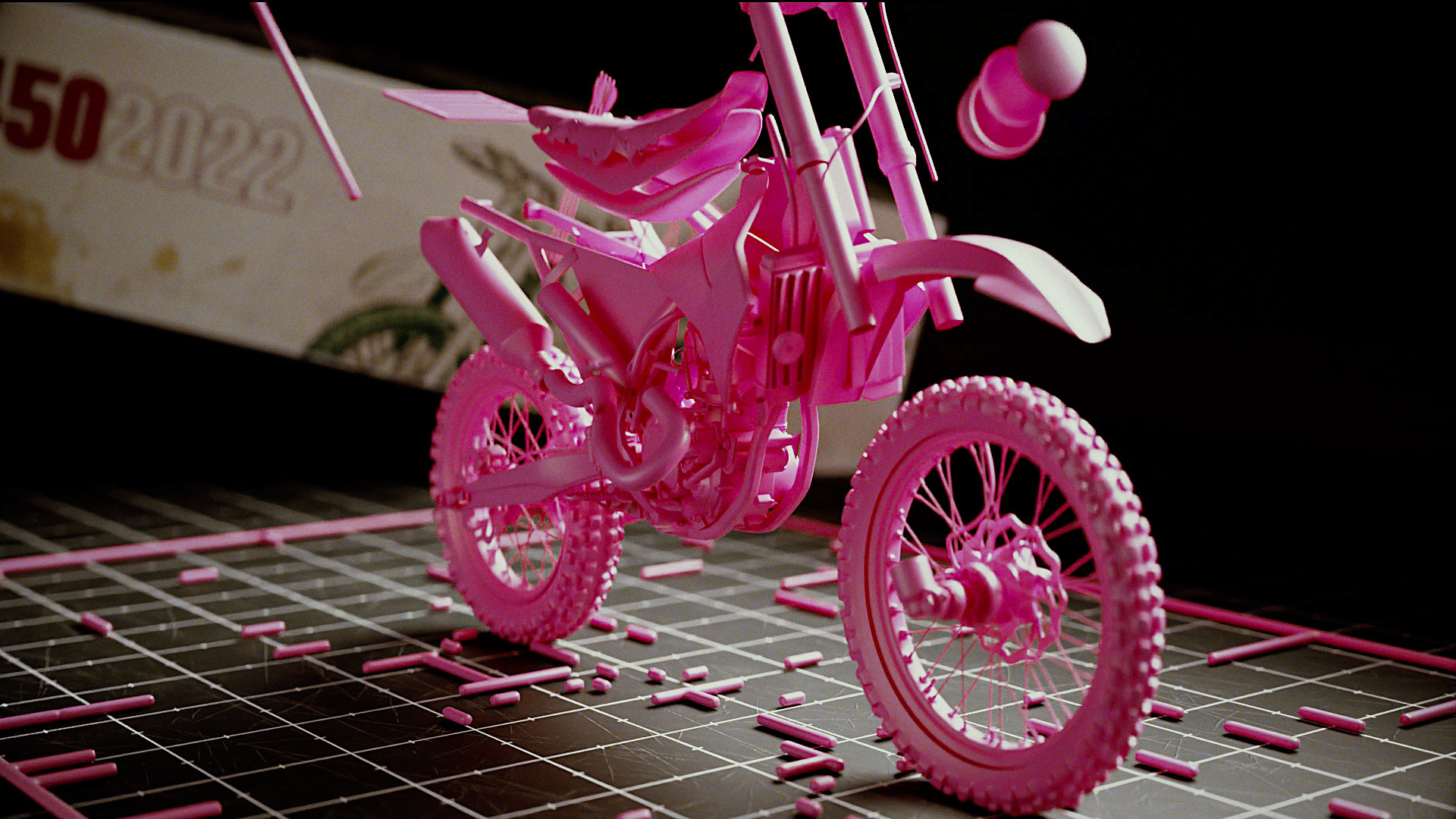 Pink Model-Kit Motorcycle