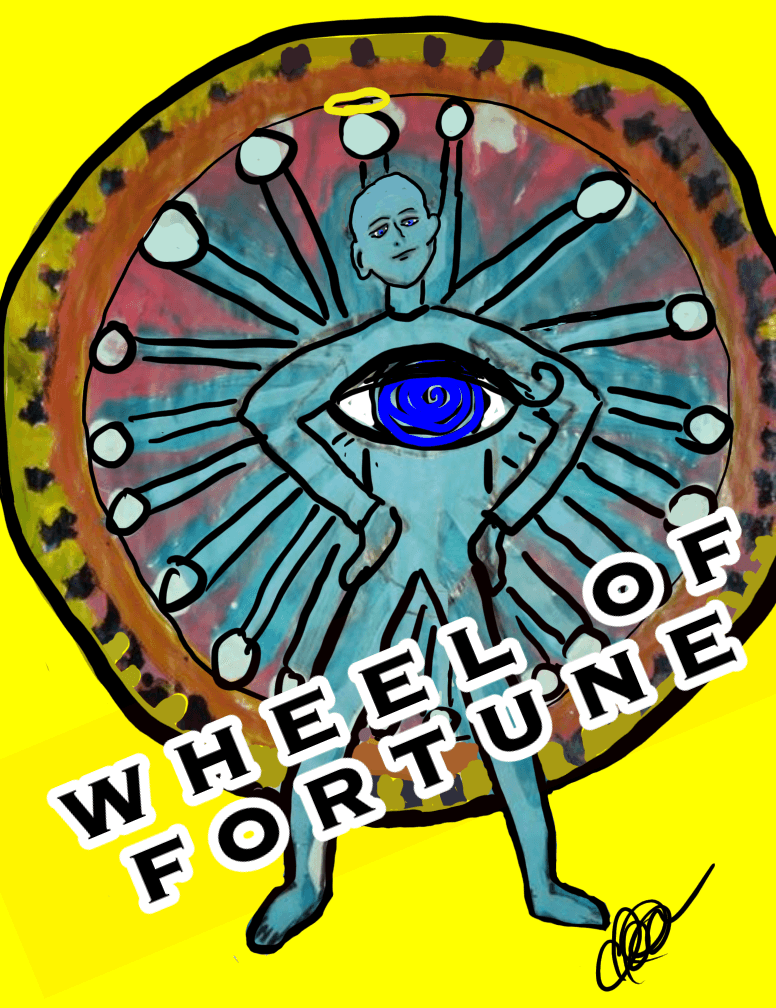 Wheel of Fortune - Major Arcana #11 of the Vagobond Bald Jesus Tarot