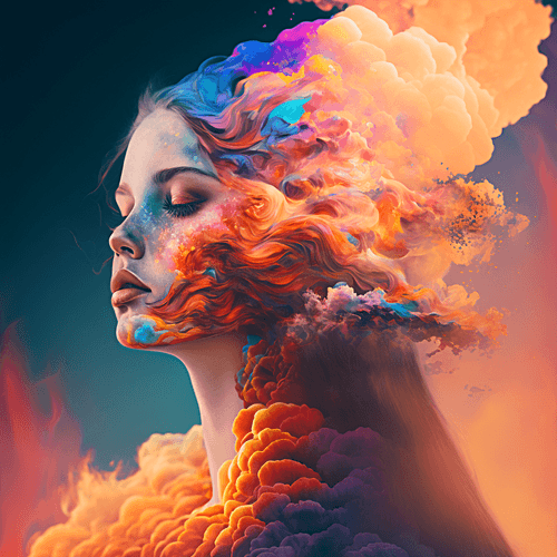 Girl in bright sky