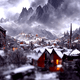Village in the snowy mountains