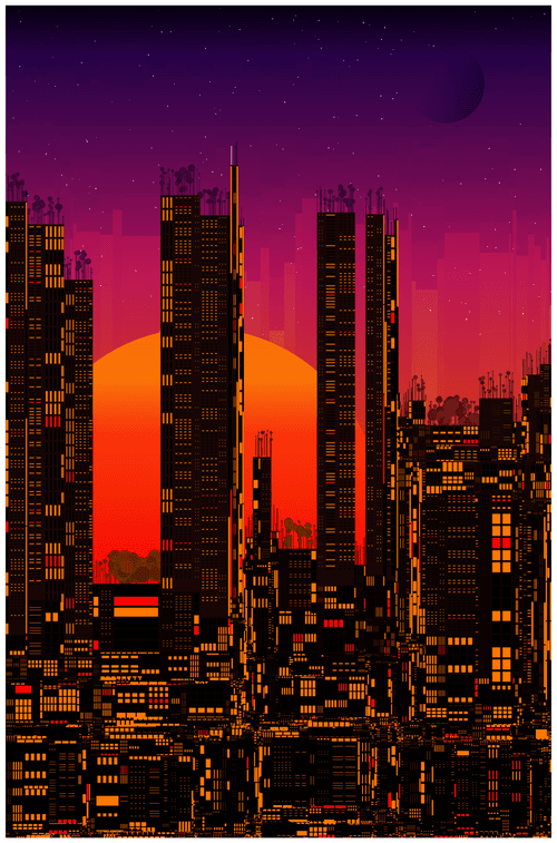 Metropolis Rooftop Sunset