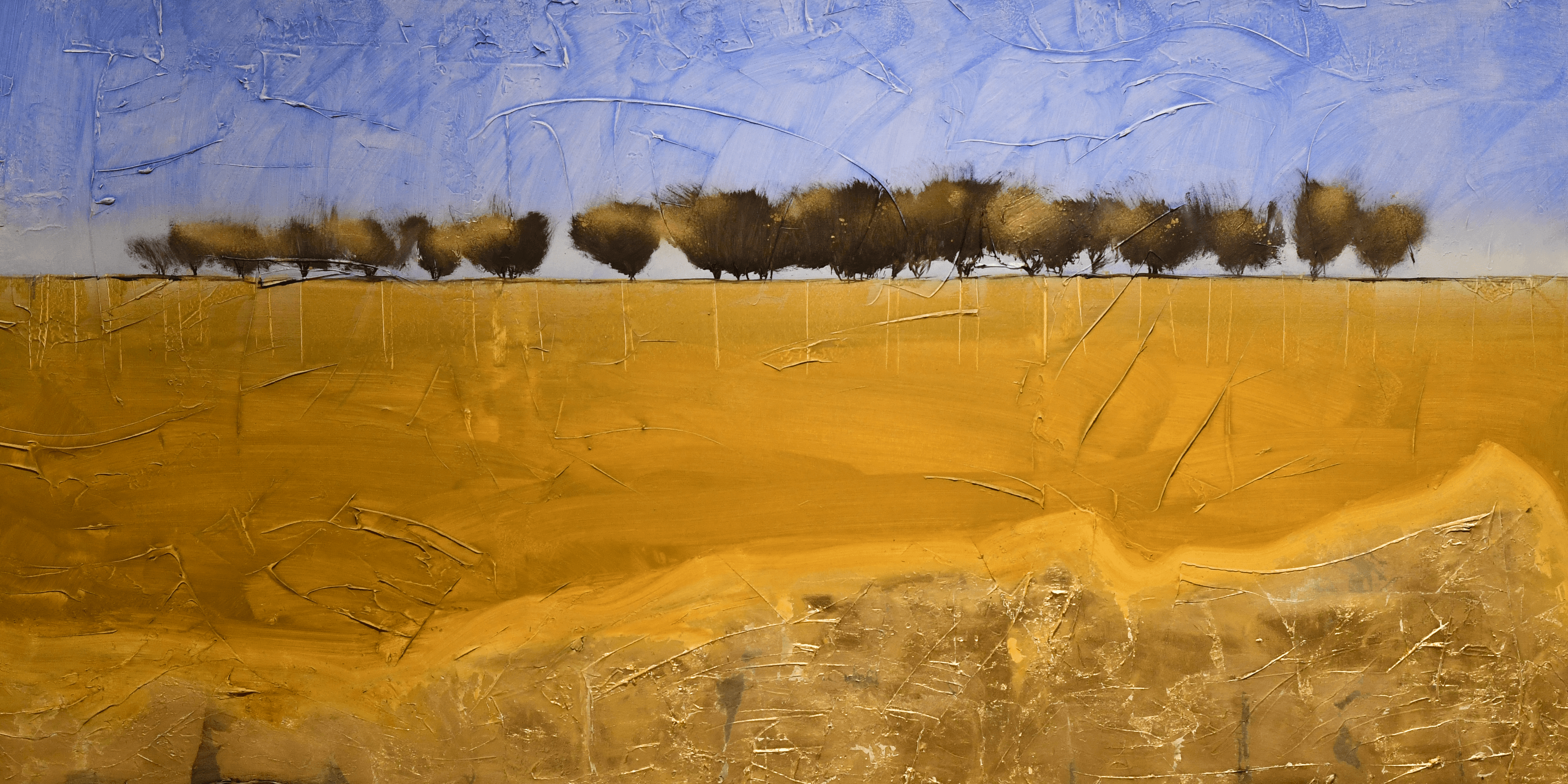 "Gold Land" 72"X36" mixed media on canvas with gold leaf, 2021