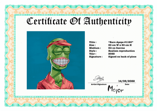 Physical artworks - Certificates of Authenticity