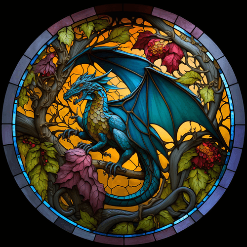 Dragon Stained Glass #1534