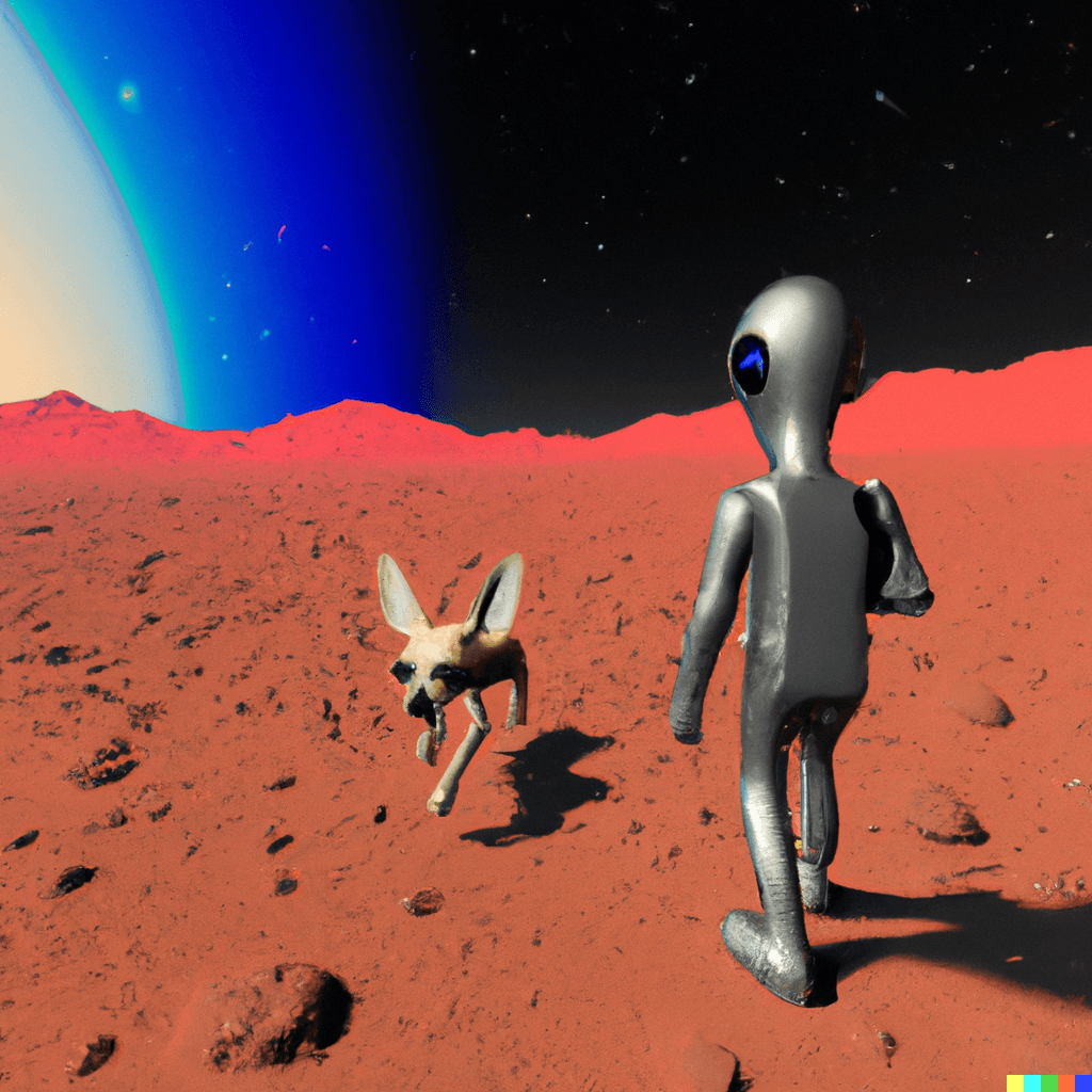 Alien and Dog on Mars" NFT art collection digitalsurajk Collection OpenSea