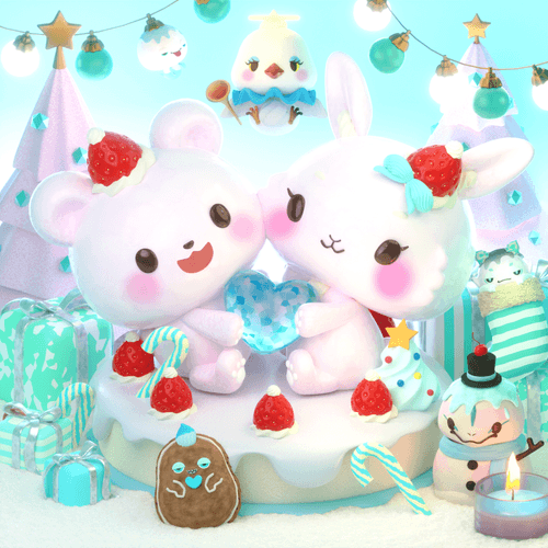 CNPcake #00447 XmasLovers-Leelee White Bear x Luna White