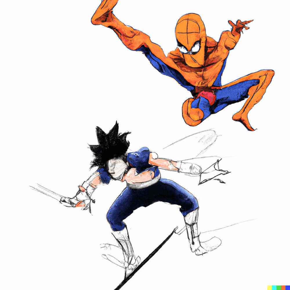 son goku vs spiderman - anime skizz | OpenSea