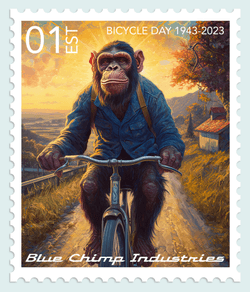 Blue Chimp Commemorative Bicycle Day Stamp by Glen Wexler collection image
