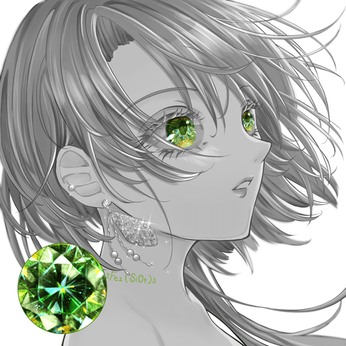 Demantoid garnet of light